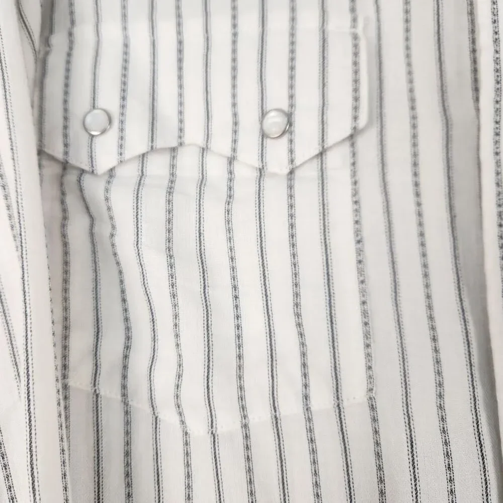 New Old Navy Men's Western Style Black Pinstriped Shirt with Pearl Snaps Size XL